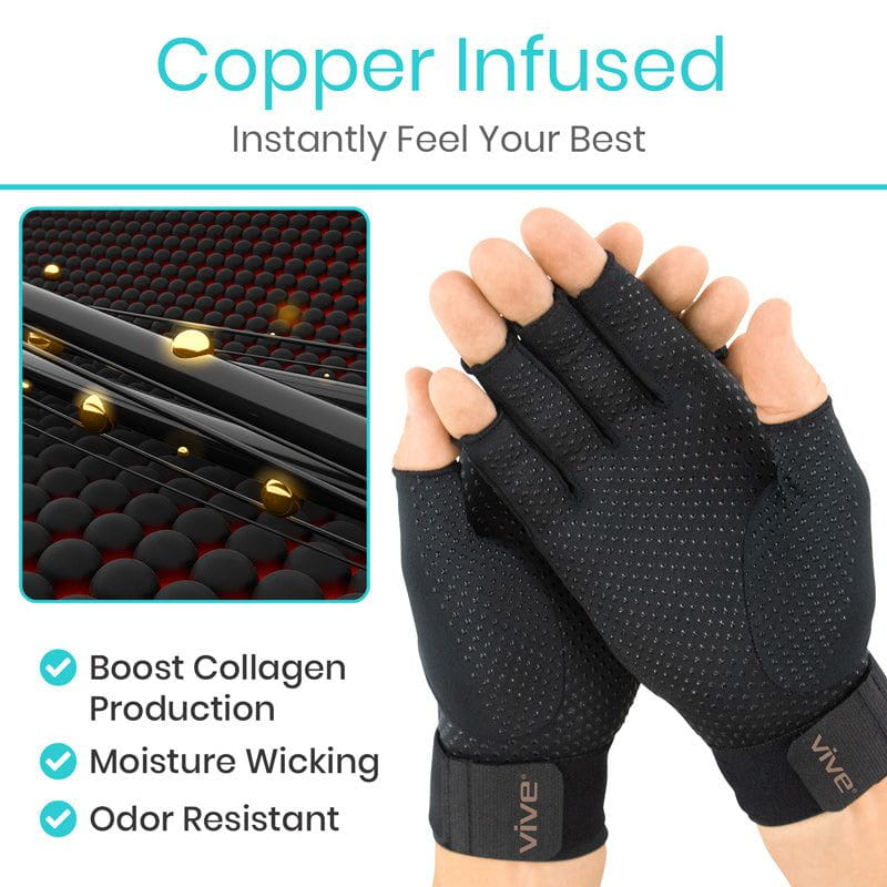 Copper Arthritis Gloves with Strap - Image 4