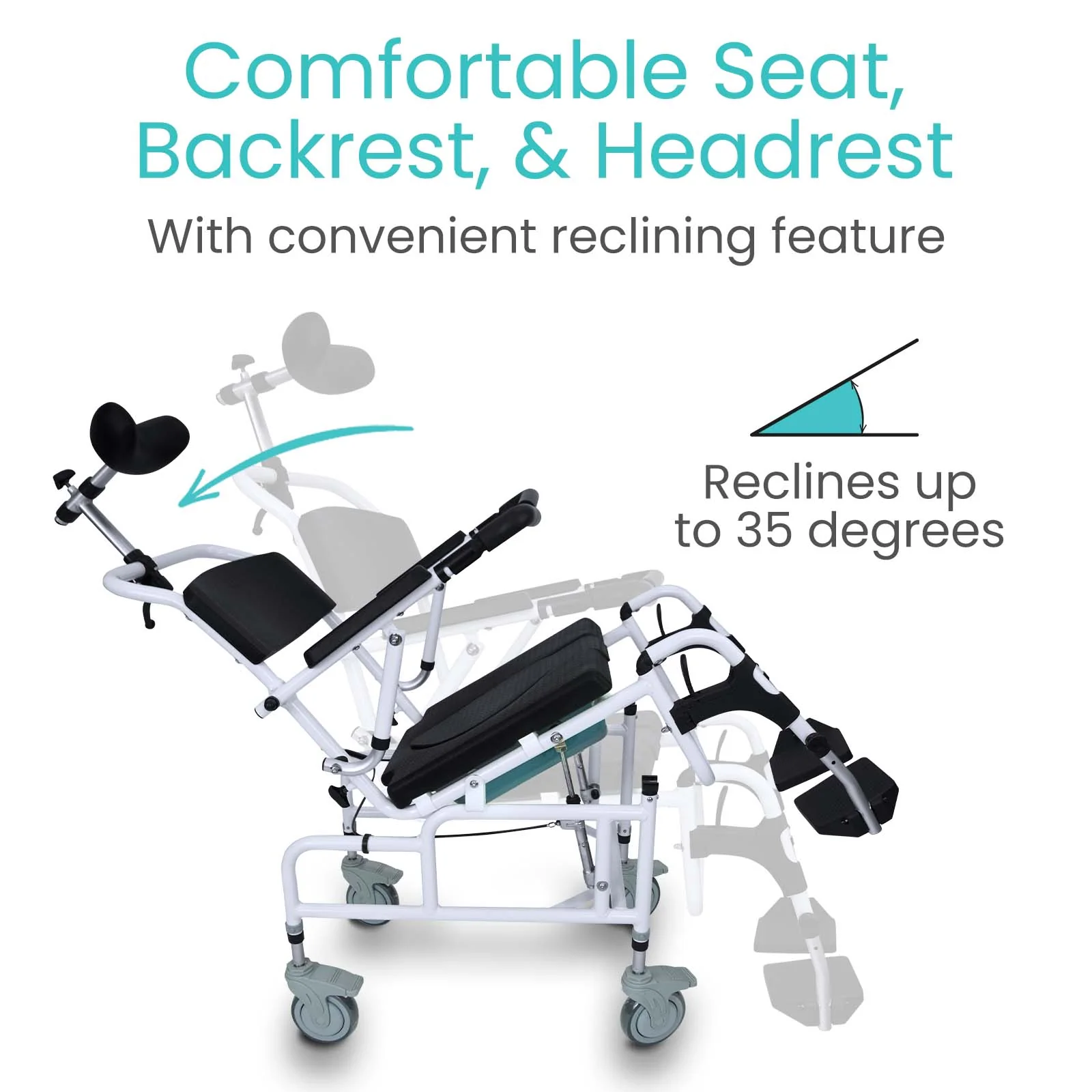 Reclining Shower Commode Transport Chair - Image 3